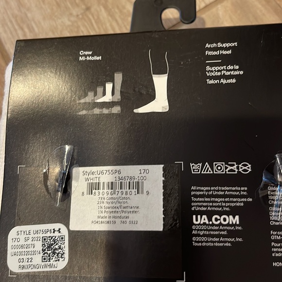 Under Armour Training Cushioned Cotton Crew Socks - Picture 4 of 6